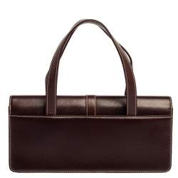 مملوكة مسبقًا Chanel Dark Burgundy Leather Double Pocket Satchel 