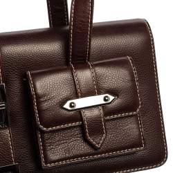 مملوكة مسبقًا Chanel Dark Burgundy Leather Double Pocket Satchel 