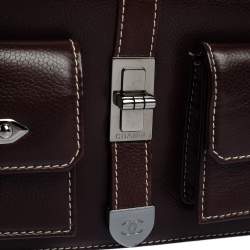 مملوكة مسبقًا Chanel Dark Burgundy Leather Double Pocket Satchel 