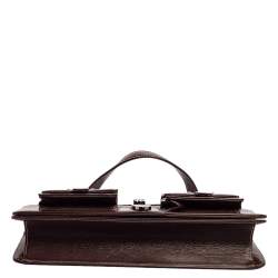مملوكة مسبقًا Chanel Dark Burgundy Leather Double Pocket Satchel 