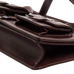 مملوكة مسبقًا Chanel Dark Burgundy Leather Double Pocket Satchel 