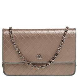 Chanel Beige Quilted Leather Wallet on Chain