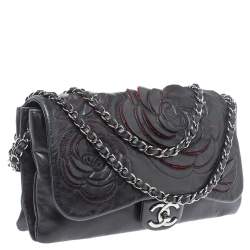مملوكة مسبقًا Chanel Black Leather Paris Shanghai Camellia Flap Bag