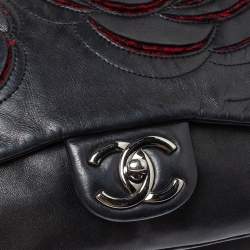 مملوكة مسبقًا Chanel Black Leather Paris Shanghai Camellia Flap Bag