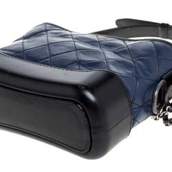 Pre Owned Chanel Blue/Black Quilted Leather Small Gabrielle Bag