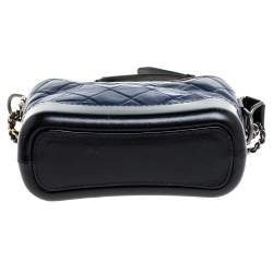 Pre Owned Chanel Blue/Black Quilted Leather Small Gabrielle Bag