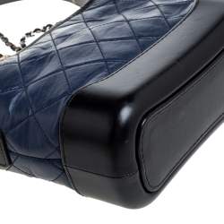 Pre Owned Chanel Blue/Black Quilted Leather Small Gabrielle Bag