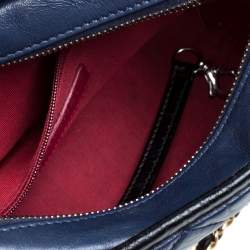 Pre Owned Chanel Blue/Black Quilted Leather Small Gabrielle Bag