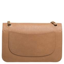 Pre Owned Chanel Tan Caviar Leather Jumbo Classic Double Flap Bag