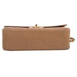 Pre Owned Chanel Tan Caviar Leather Jumbo Classic Double Flap Bag