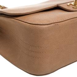 Pre Owned Chanel Tan Caviar Leather Jumbo Classic Double Flap Bag