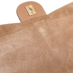 Pre Owned Chanel Tan Caviar Leather Jumbo Classic Double Flap Bag