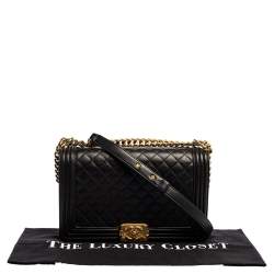 مملوكة مسبقًا Chanel Black Quilted Leather New Medium Boy Flap Bag