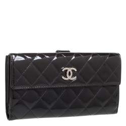 مملوكة مسبقًا محفظة شانيل بريليانت سي سي جلد لامعة مبطنة سوداء