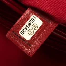 Pre Owned  حقيبة شانيل "جست مادموازيل بولر" كبيرة جلد لامع مبطن أحمر