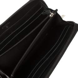Pre Owned Chanel Black Leather Timeless CC Zip Around Wallet