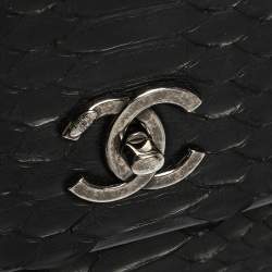 Pre Owned Chanel Black Python Medium Coco Top Handle Bag