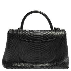 Pre Owned Chanel Black Python Medium Coco Top Handle Bag