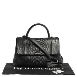 Pre Owned Chanel Black Python Medium Coco Top Handle Bag