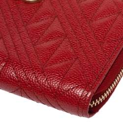 مملوكة مسبقًا Chanel Red Caviar Leather CC Zip-Around Wallet