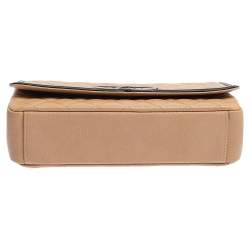 Pre Owned Chanel Beige/Black Caviar Leather CC Filigree Flap Bag