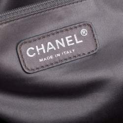 Pre Owned Chanel Black Camellia Embossed Patent Leather Classic Single Flap Bag