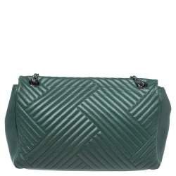 Pre Owned Chanel Green Crossing Quilted Leather CC Flap Shoulder Bag