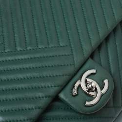 Pre Owned Chanel Green Crossing Quilted Leather CC Flap Shoulder Bag