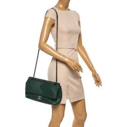 Pre Owned Chanel Green Crossing Quilted Leather CC Flap Shoulder Bag