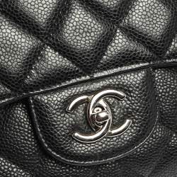 مملوكة مسبقًا Chanel Black Quilted Caviar Leather Maxi Classic Double Flap Bag