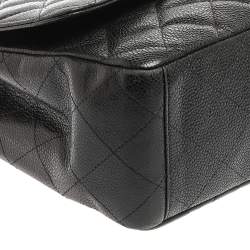 مملوكة مسبقًا Chanel Black Quilted Caviar Leather Maxi Classic Double Flap Bag