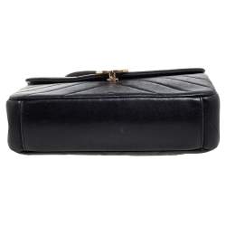Pre Owned Chanel Black Chevron Leather Coco Envelope Flap Shoulder Bag