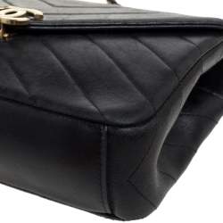 Pre Owned Chanel Black Chevron Leather Coco Envelope Flap Shoulder Bag