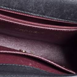 Pre Owned Chanel Black Chevron Leather Coco Envelope Flap Shoulder Bag