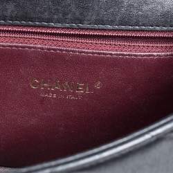 Pre Owned Chanel Black Chevron Leather Coco Envelope Flap Shoulder Bag