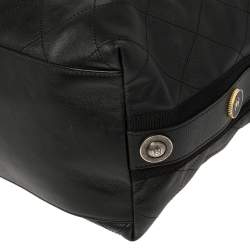 Pre Owned Chanel Black Quilted Leather Button Up Hobo
