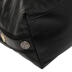 Pre Owned Chanel Black Quilted Leather Button Up Hobo