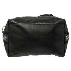 Pre Owned Chanel Black Quilted Leather Button Up Hobo
