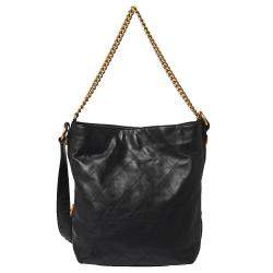 Pre Owned Chanel Black Quilted Leather Button Up Hobo