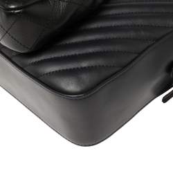 Pre Owned Chanel Navy Blue/Black Quilted And Chevron Leather Metiers d'art Camera Bag