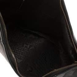 Pre Owned Chanel Black Leather Chain Link Zip Hobo