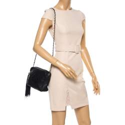 مملوكة مسبقًا Chanel Navy Blue Diamond Quilted Leather Vintage CC Camera Tassel Bag