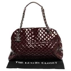 Pre Owned Chanel Burgundy Quilted Patent Leather Large Just Mademoiselle Bowler Bag