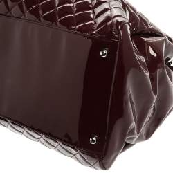 Pre Owned Chanel Burgundy Quilted Patent Leather Large Just Mademoiselle Bowler Bag