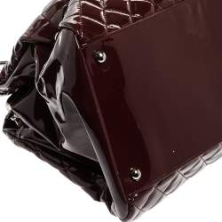 Pre Owned Chanel Burgundy Quilted Patent Leather Large Just Mademoiselle Bowler Bag