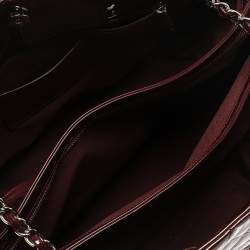 Pre Owned Chanel Burgundy Quilted Patent Leather Large Just Mademoiselle Bowler Bag