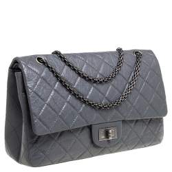 مملوكة مسبقًا Chanel Grey Quilted Aged Leather Reissue 2.55 Classic 227 Flap Bag