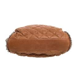 Pre Owned Chanel Tan Leather Chain Around Hobo
