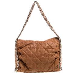 Pre Owned Chanel Tan Leather Chain Around Hobo