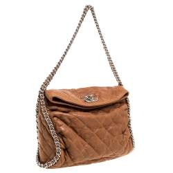 Pre Owned Chanel Tan Leather Chain Around Hobo